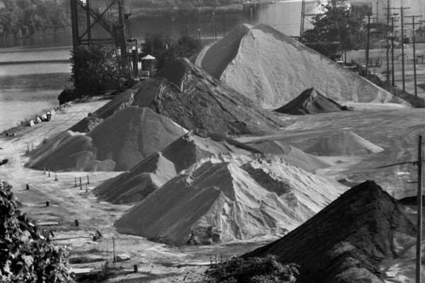 Sand and Gravel Piles Cuyahoga River Pentax K1000 BW Film