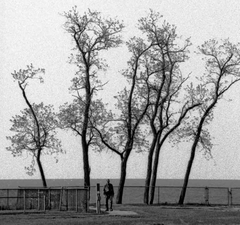 Man walking in park.. Black and white film photography by Jerry Mundell